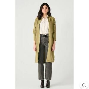 DEX Longline Drapey Bomber Jacket Washed Olive Green NWOT Size Medium